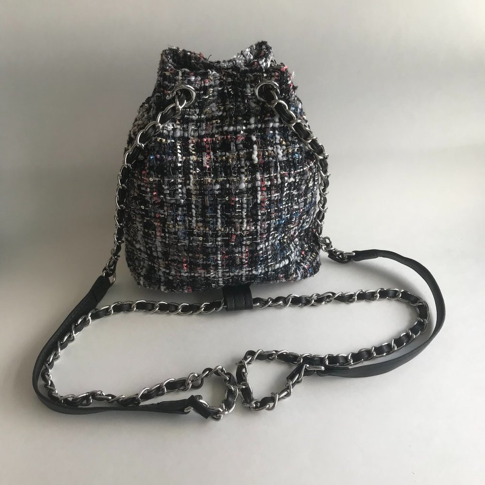 Zara Tweed Mini Backpack in Black with Pink, White and Blue Specks - Picture 3 of 7